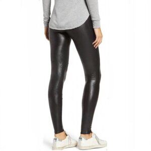 SPANX Women's Faux Leather Leggings Black #2437 | Size Medium